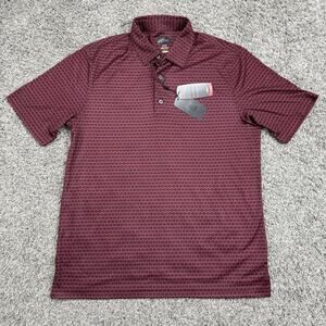 Greg Norman Golf Polo Play Dry Performance Red Geometrical Graphic Mens Size S